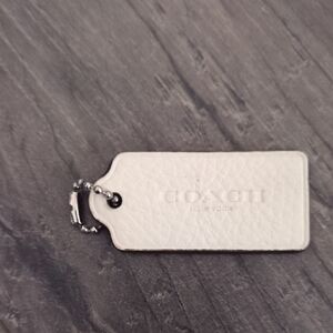 Coach Cream Leather Tag Keychain